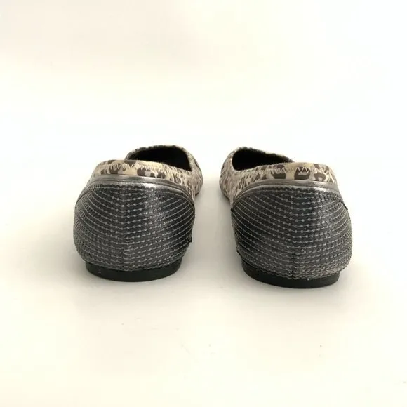 Coach Shine Sequin Flats 9.5B Gray Animal Print Cap-toe