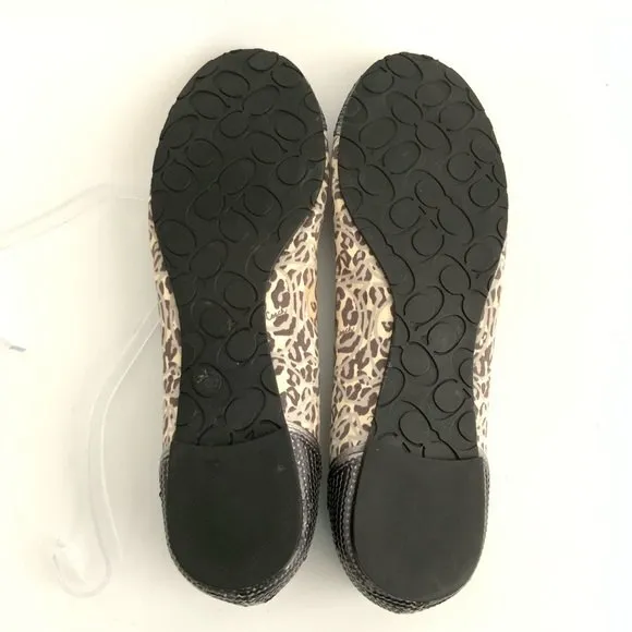 Coach Shine Sequin Flats 9.5B Gray Animal Print Cap-toe