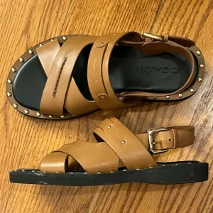 Coach Studded Sandals, Tan