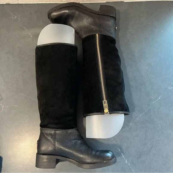 Coach sz 5.5 Bailey safari black leather &amp; suede wool lined riding boots
