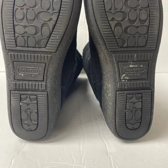 Coach Tallulah Suede Faux Shearling Lined Boots Black Sz 8