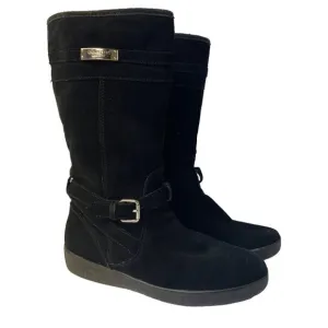 Coach Tallulah Suede Faux Shearling Lined Boots Black Sz 8