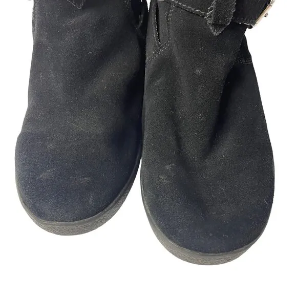 Coach Tallulah Suede Faux Shearling Lined Boots Black Sz 8