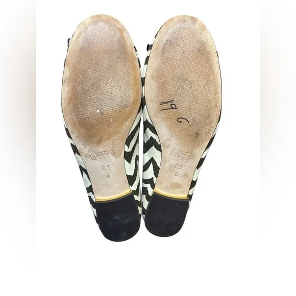 Coach Zebra Print Round Toe Flats