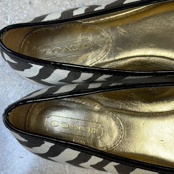 Coach Zebra Print Round Toe Flats
