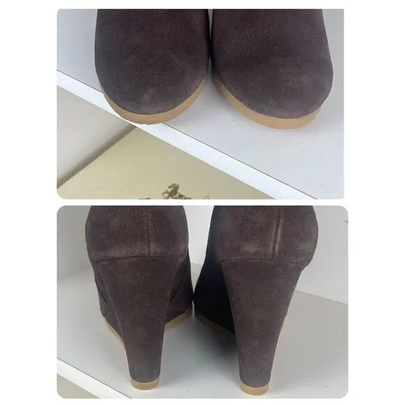 Coach Danee Suede Shearling Shaft Ankle Boots Chestnut Brown 7.5