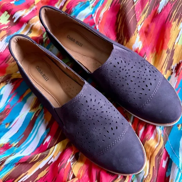 Cobb Hill by New Balance Laci Dark Purple Leather Slip On Loafers NWOB 10M