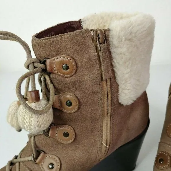 Cole Haan AIR TALI GREIGE SUEDE WATERPROOF Boots Women's Size 9 Shearling