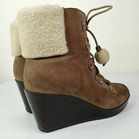 Cole Haan AIR TALI GREIGE SUEDE WATERPROOF Boots Women's Size 9 Shearling