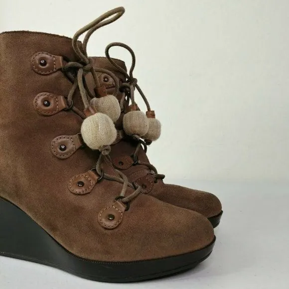 Cole Haan AIR TALI GREIGE SUEDE WATERPROOF Boots Women's Size 9 Shearling