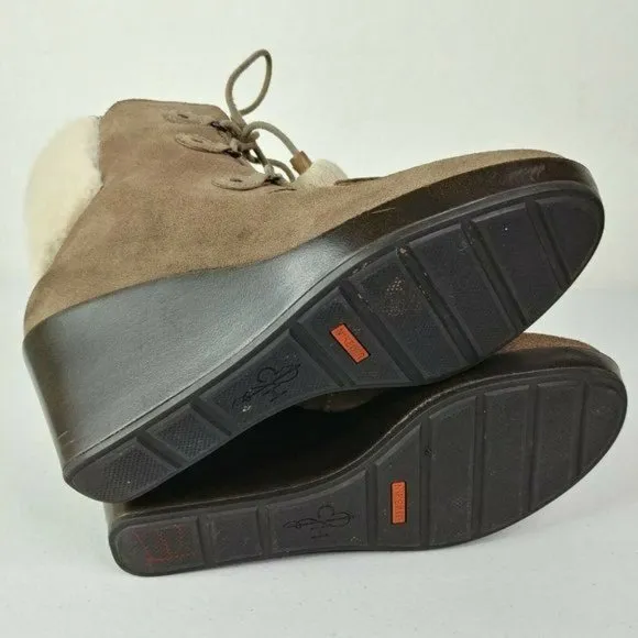 Cole Haan AIR TALI GREIGE SUEDE WATERPROOF Boots Women's Size 9 Shearling