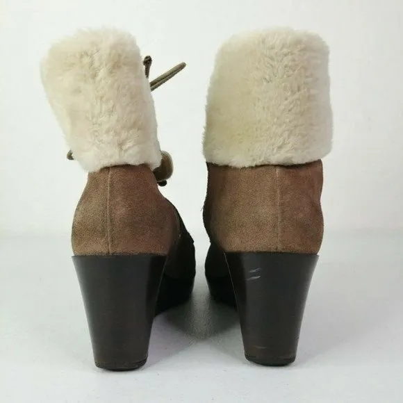 Cole Haan AIR TALI GREIGE SUEDE WATERPROOF Boots Women's Size 9 Shearling