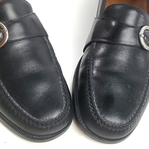 Cole Haan Black Leather Buckle Detail Slip-on Classic Loafer Dress Shoe