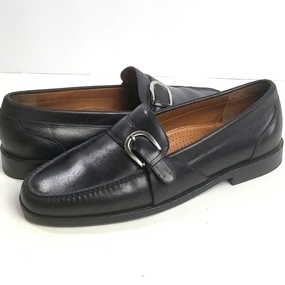 Cole Haan Black Leather Buckle Detail Slip-on Classic Loafer Dress Shoe