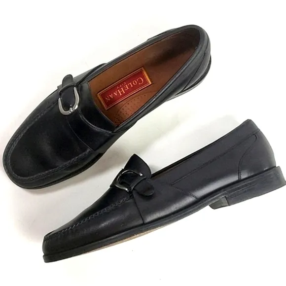 Cole Haan Black Leather Buckle Detail Slip-on Classic Loafer Dress Shoe