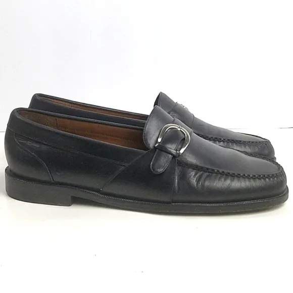 Cole Haan Black Leather Buckle Detail Slip-on Classic Loafer Dress Shoe
