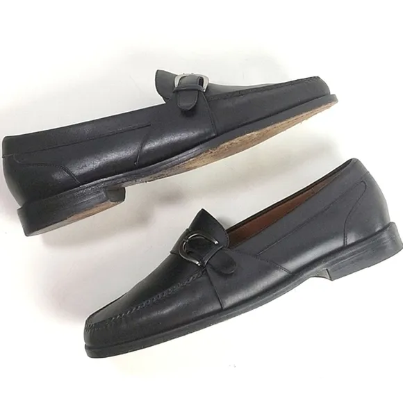 Cole Haan Black Leather Buckle Detail Slip-on Classic Loafer Dress Shoe