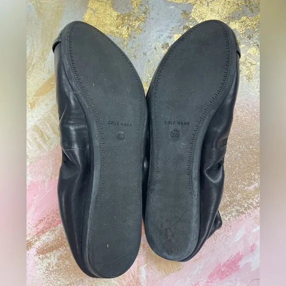 Cole Haan Black Leather Patent Cap Toe Ballet Flats 11