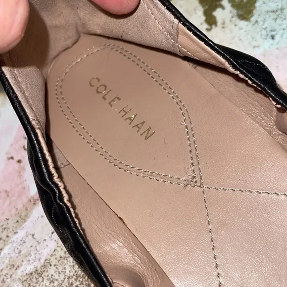Cole Haan Black Leather Patent Cap Toe Ballet Flats 11