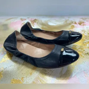 Cole Haan Black Leather Patent Cap Toe Ballet Flats 11