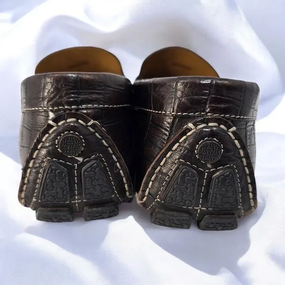 Cole Haan Driving Loafers Casual Mens 10M Dark Brown Crocodile Pattern Leather
