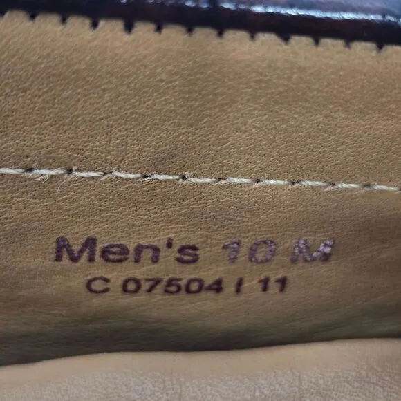 Cole Haan Driving Loafers Casual Mens 10M Dark Brown Crocodile Pattern Leather