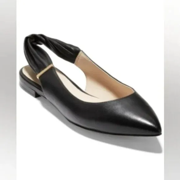 Cole Haan Eden Skimmer Flats Black Leather 9.5B NWT