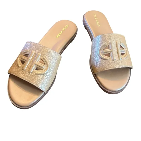 Cole Haan Flynn Logo Leather Slide Sandals NEW Size 7.5