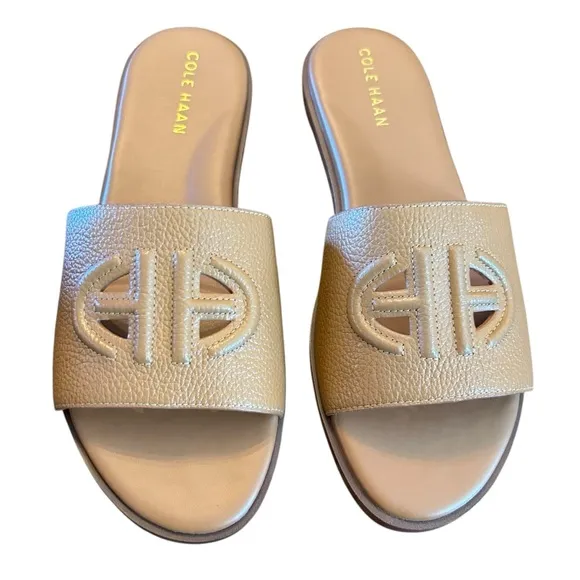 Cole Haan Flynn Logo Leather Slide Sandals NEW Size 7.5
