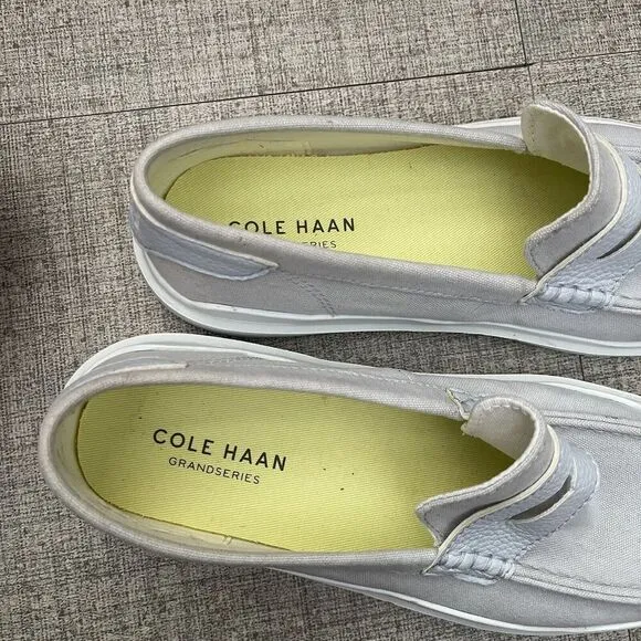 COLE HAAN Grandpro Rally Loafer Size 8B Gray Coastal Casual Nautical Preppy