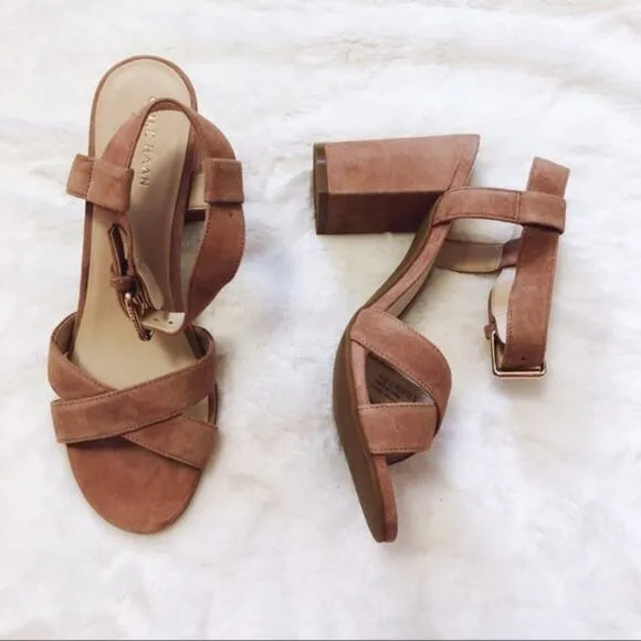 Cole Haan Kadi Mocha Tan Block-Heel Sandals