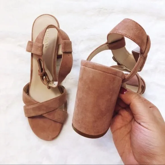 Cole Haan Kadi Mocha Tan Block-Heel Sandals