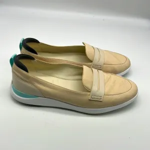 Cole Haan - Light Cream Leather Teal And Gray Accents Essex Penny Loafers 9.5