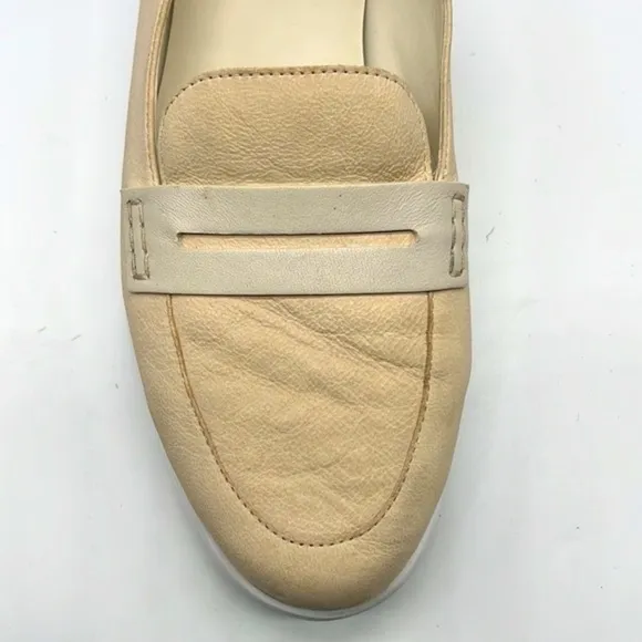 Cole Haan - Light Cream Leather Teal And Gray Accents Essex Penny Loafers 9.5