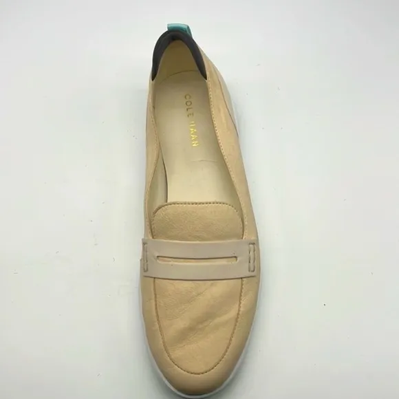 Cole Haan - Light Cream Leather Teal And Gray Accents Essex Penny Loafers 9.5