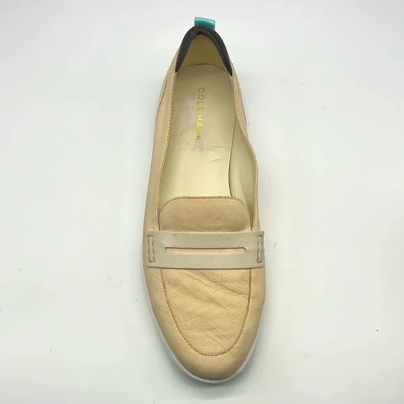 Cole Haan - Light Cream Leather Teal And Gray Accents Essex Penny Loafers 9.5
