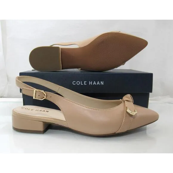 Cole Haan Menlo Skimmer Slingback Flat Sandals Brush Leather Nude Size 7.5