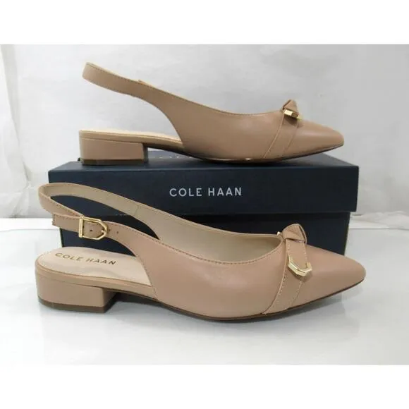 Cole Haan Menlo Skimmer Slingback Flat Sandals Brush Leather Nude Size 7.5