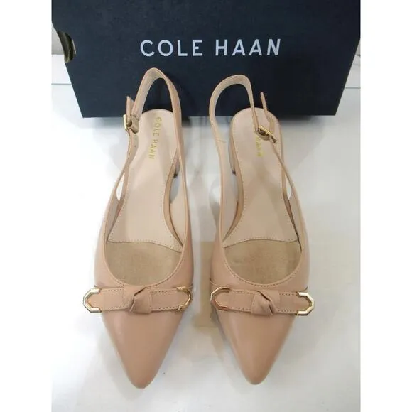 Cole Haan Menlo Skimmer Slingback Flat Sandals Brush Leather Nude Size 7.5