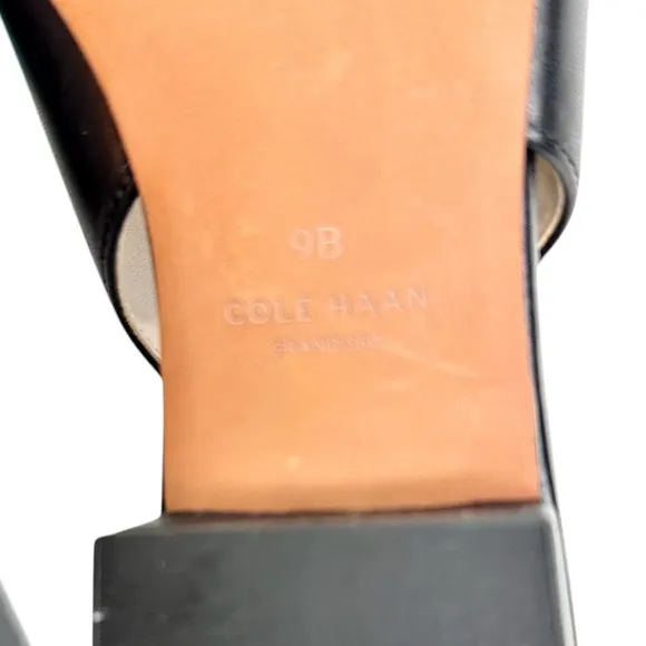 Cole Haan Menlo Skimmer Slingback Flats Black Leather Shoes SZ 9