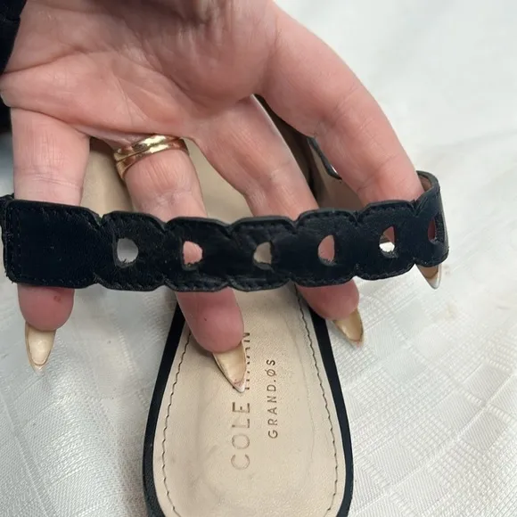 Cole Haan Merrit Leather Slingback Pointed Toe Flats in Black