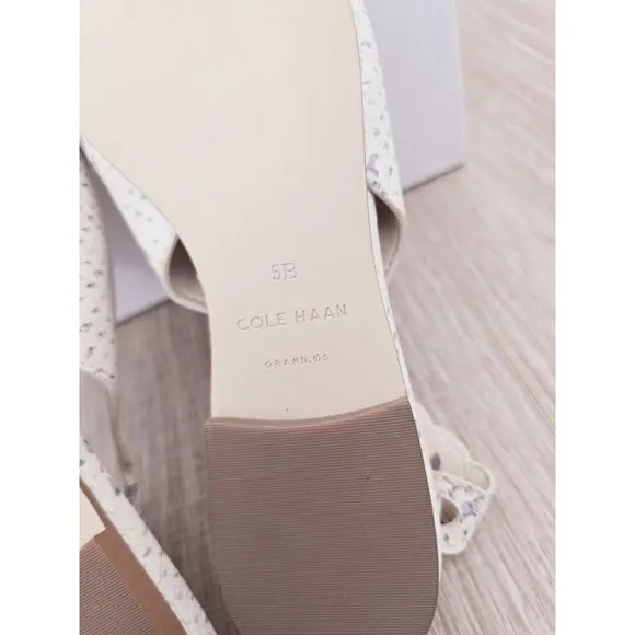 Cole Haan Merrit Skimmer Slingback Snakeskin Ivory Pointed Toe Flats Shoes 5
