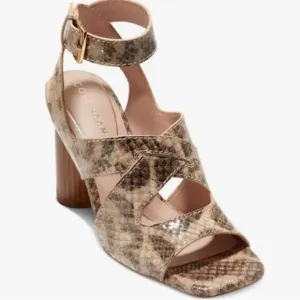Cole Haan Sandals Womens Size 5.5B Leather Snakeskin Print Ankle Strap Heels