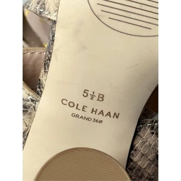 Cole Haan Sandals Womens Size 5.5B Leather Snakeskin Print Ankle Strap Heels