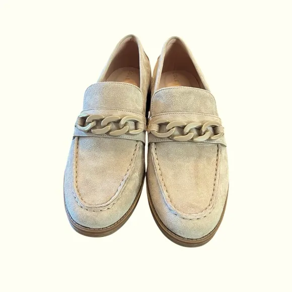 Cole Haan Stassi Suede Chain Penny Loafers Slip On NEW Size 7.5