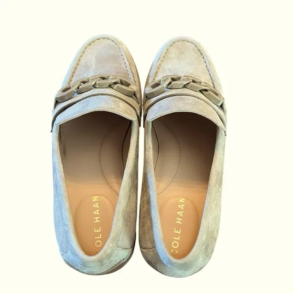 Cole Haan Stassi Suede Chain Penny Loafers Slip On NEW Size 7.5