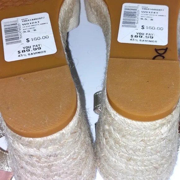 Cole Haan Women's Cloudfeel Platform Espadrille Lined Wedge Sandals 9.5 80MM NWT