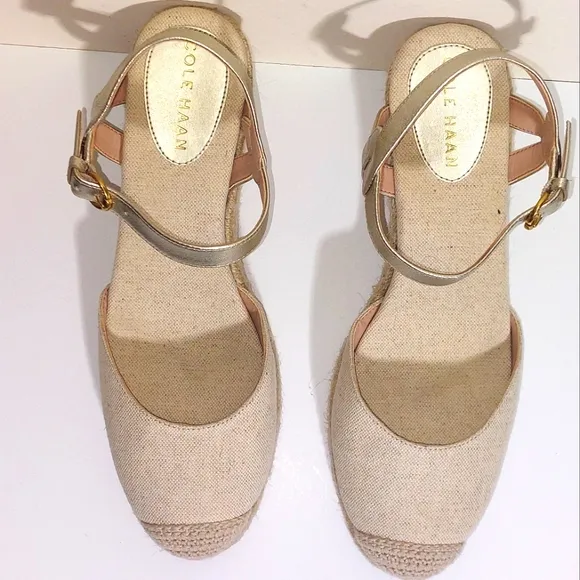 Cole Haan Women's Cloudfeel Platform Espadrille Lined Wedge Sandals 9.5 80MM NWT
