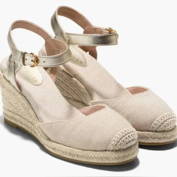 Cole Haan Women's Cloudfeel Platform Espadrille Lined Wedge Sandals 9.5 80MM NWT