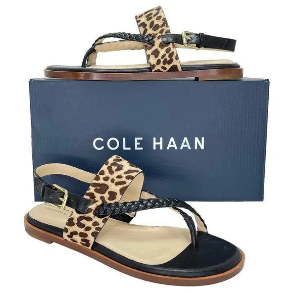 Cole Haan Womens Slingback Sandals 6M Anica Dyed Calf Hair Flats